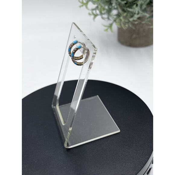 Blue Turquoise Pave Crystal CZ Gold Vermeil 925 Small Huggie Hoops‎ - Picture 6 of 15